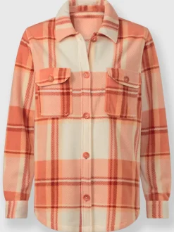 Veste polaire à carreaux avec col chemise et poches