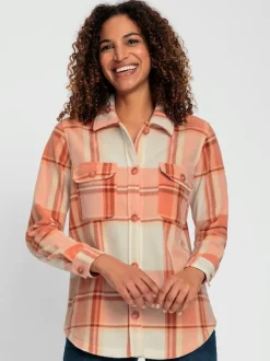 Veste polaire à carreaux avec col chemise et poches