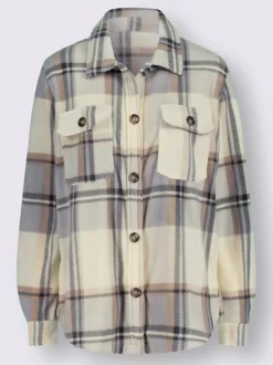 Veste polaire à carreaux avec col chemise et poches