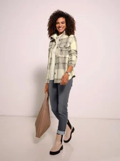Veste polaire à carreaux avec col chemise et poches
