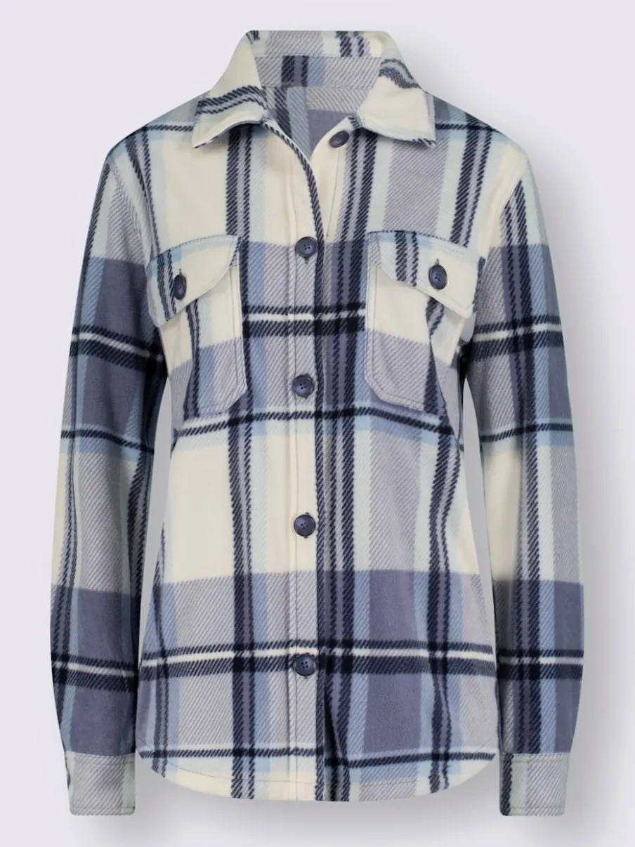 Veste polaire à carreaux avec col chemise et poches