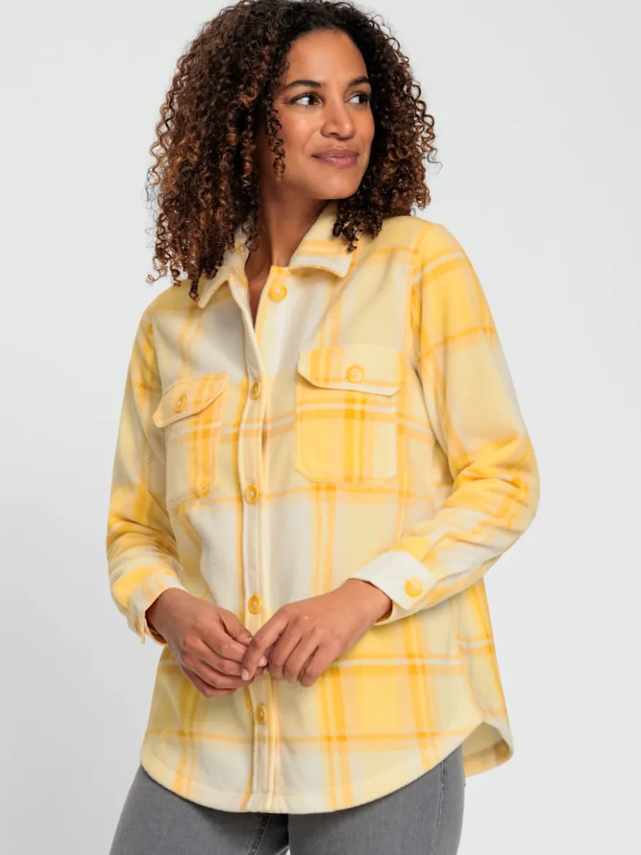 Veste polaire à carreaux avec col chemise et poches