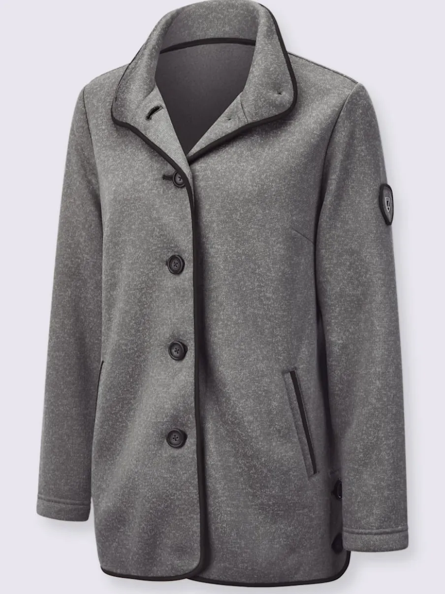 Veste polaire chaude col montant boutons et poches