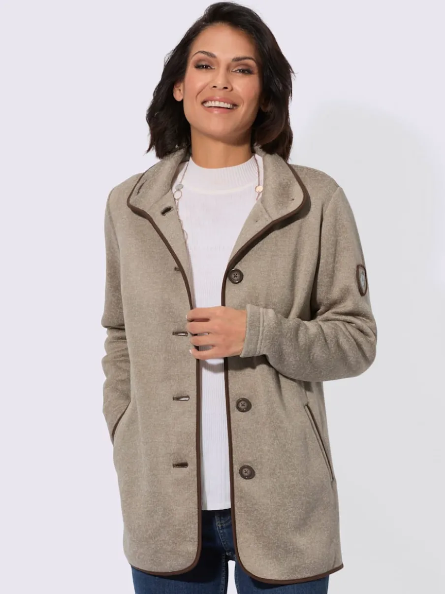 Veste polaire chaude col montant boutons et poches