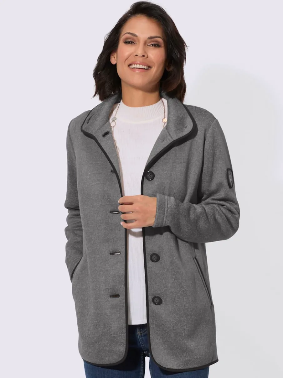 Veste polaire chaude col montant boutons et poches