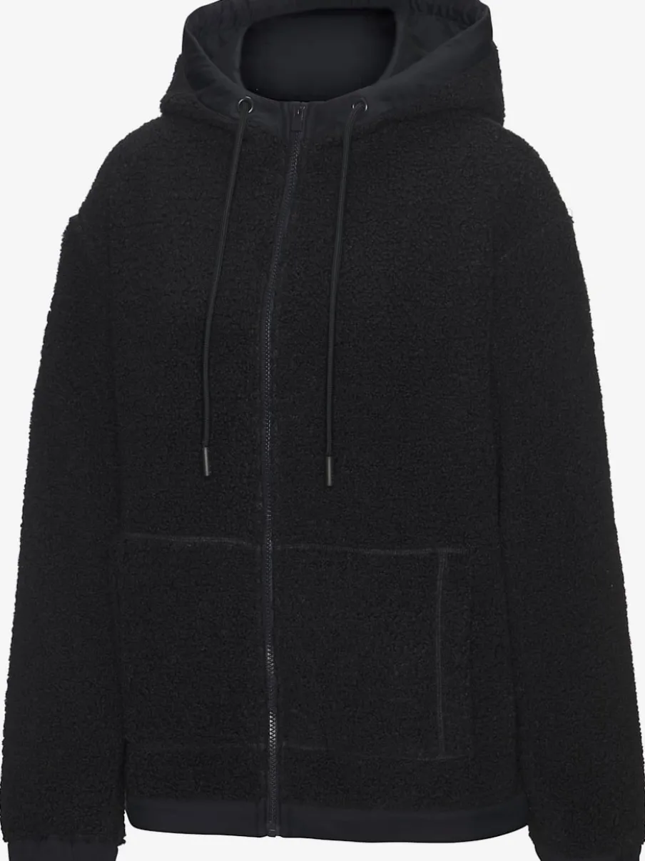 Veste polaire douce capuche avec poche kangourou décorative