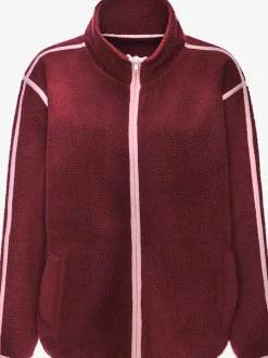 Veste polaire douce à col montant avec passepoils contrastés