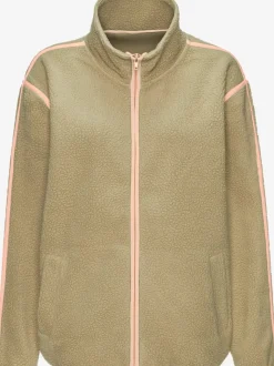 Veste polaire douce à col montant avec passepoils contrastés