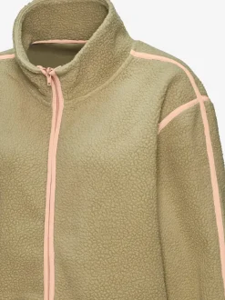 Veste polaire douce à col montant avec passepoils contrastés