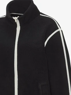 Veste polaire douce à col montant avec passepoils contrastés