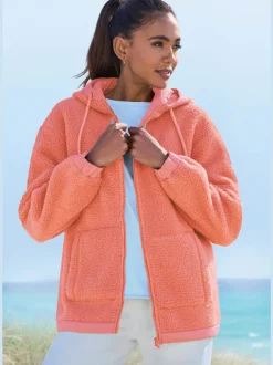 Veste polaire en peluche à capuche