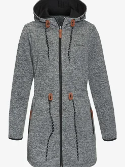 Veste polaire longue avec capuche et poches latérales