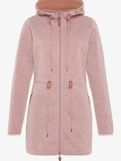 Veste polaire longue avec capuche et poches latérales