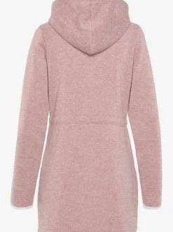 Veste polaire longue avec capuche et poches latérales