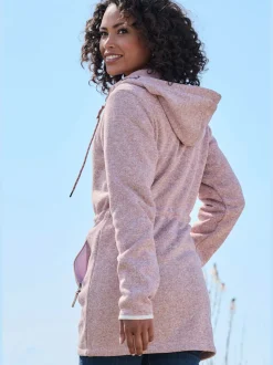 Veste polaire longue avec capuche et poches latérales