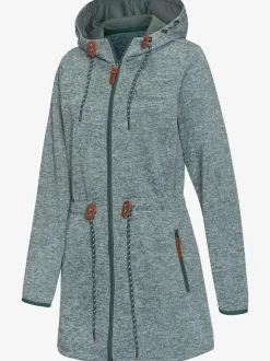 Veste polaire longue avec capuche et poches latérales