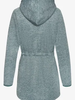Veste polaire longue avec capuche et poches latérales