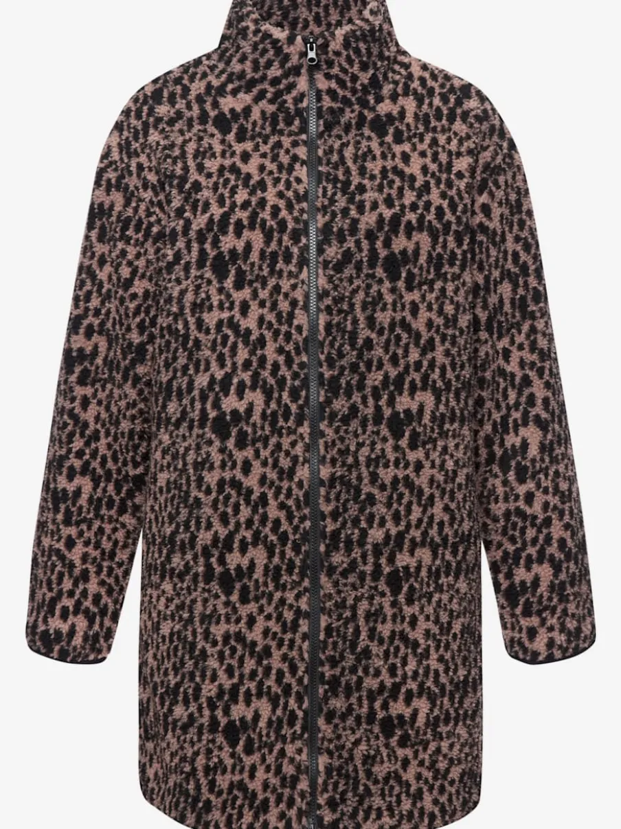 Veste polaire longue à col montant avec poches latérales fendues