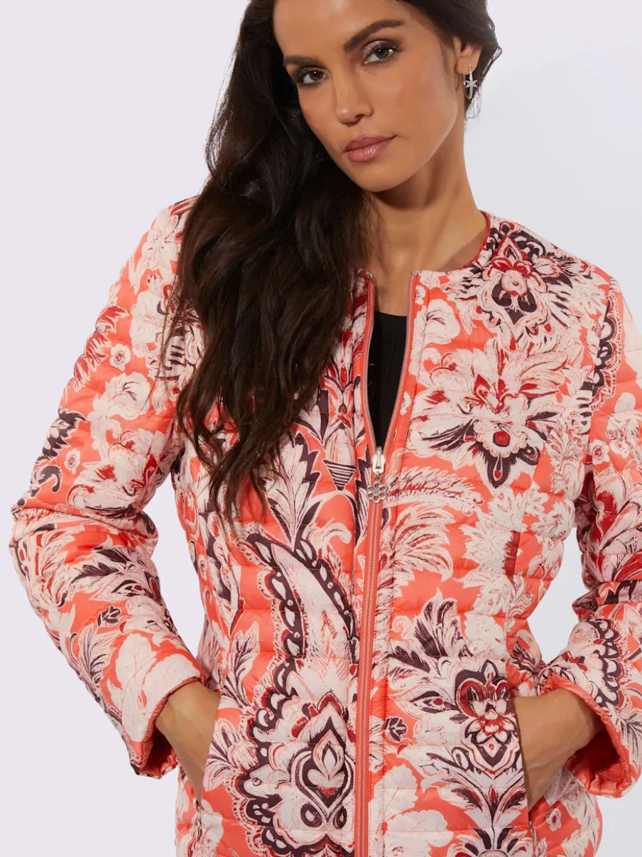 Veste réversible à motifs floraux avec poches et zip
