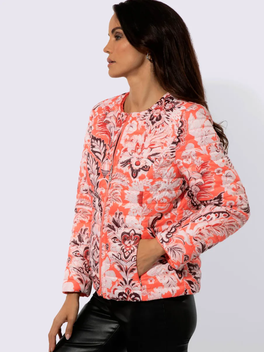 Veste réversible à motifs floraux avec poches et zip