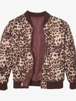 Veste réversible à motifs léopard avec poches fendues et bords-côtes doux