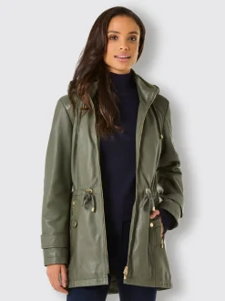 Vestes avec capuche amovible en cuir d'agneau nappa