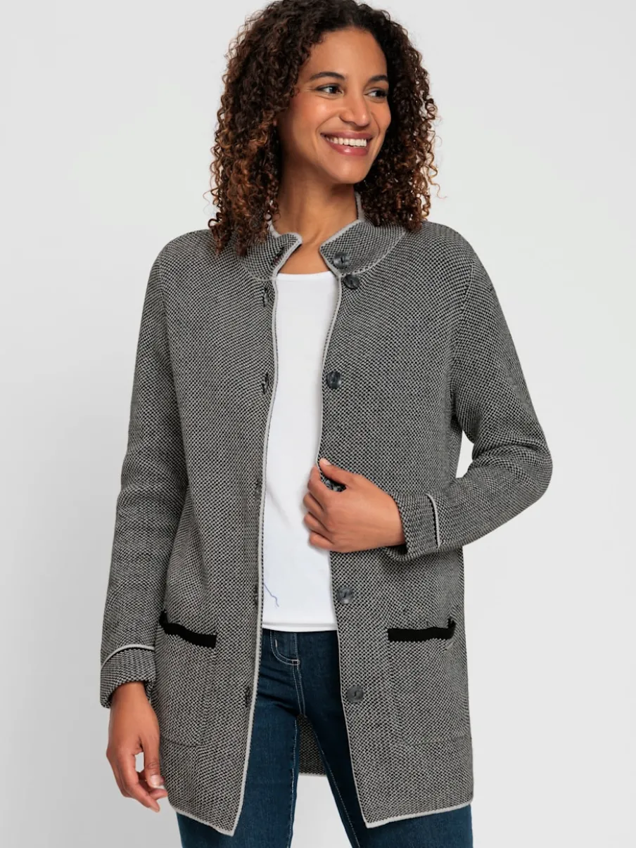 Vestes en tricot jacquard à col montant et poches