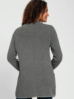 Vestes en tricot jacquard à col montant et poches