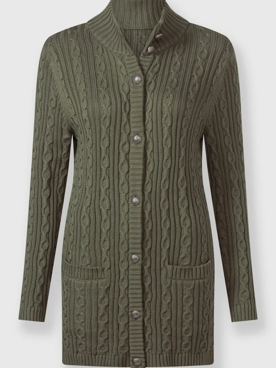 Vestes longues en tricot avec col montant et poches