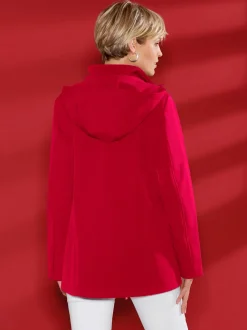 Veste softshell à col transformable et capuche avec rayures