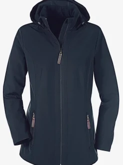 Veste softshell à col transformable et capuche avec rayures