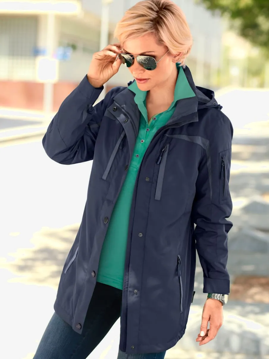 Veste sportive à capuche avec poches à glissière et doublure intérieure