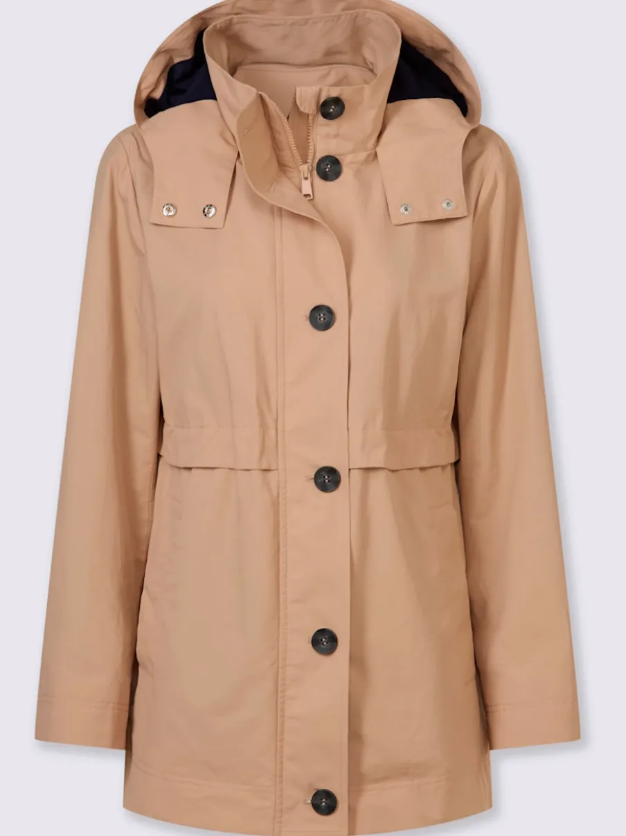 Veste style trench-coat avec capuche et poches boutons