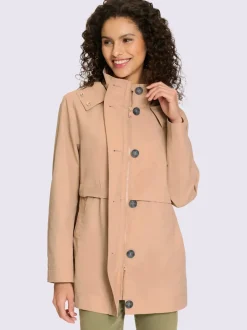 Veste style trench-coat avec capuche et poches boutons