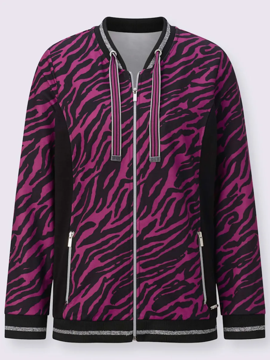 Veste sweat avec col blouson et motif animal