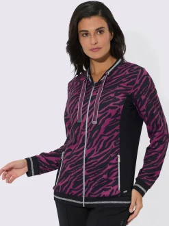Veste sweat avec col blouson et motif animal