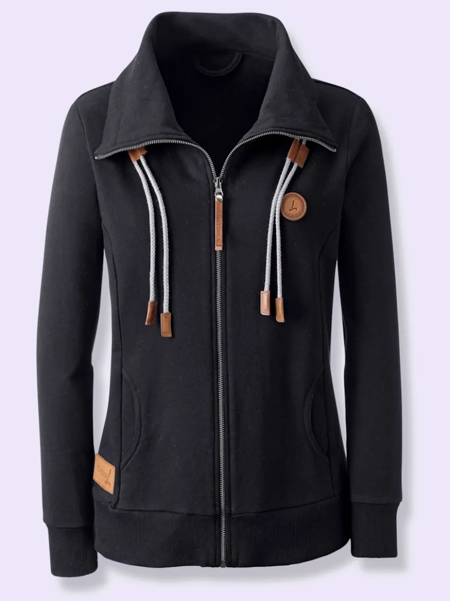 Veste sweat avec col montant et poches arrondies