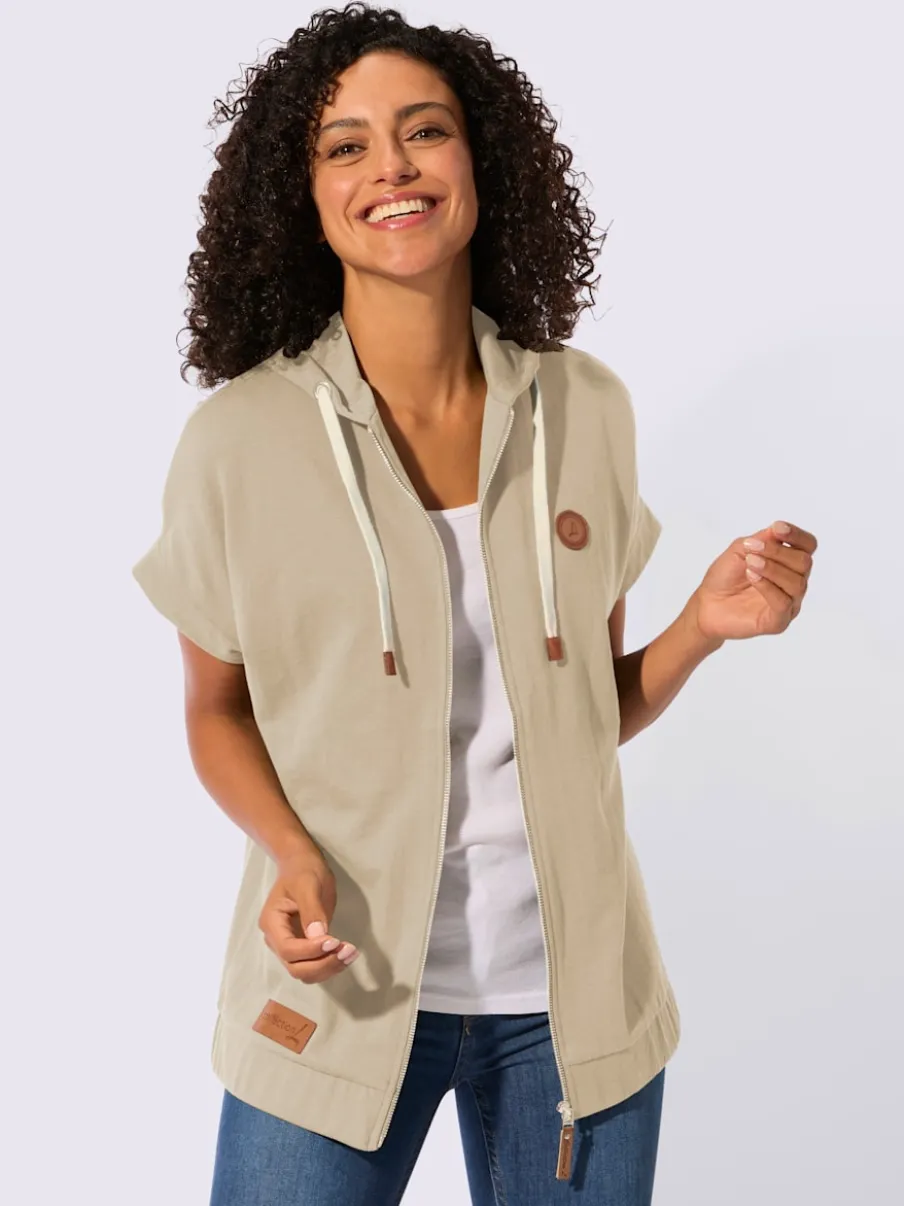 Veste sweat à capuche avec glissière et ourlet élastique