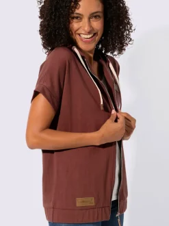 Veste sweat à capuche avec glissière et ourlet élastique