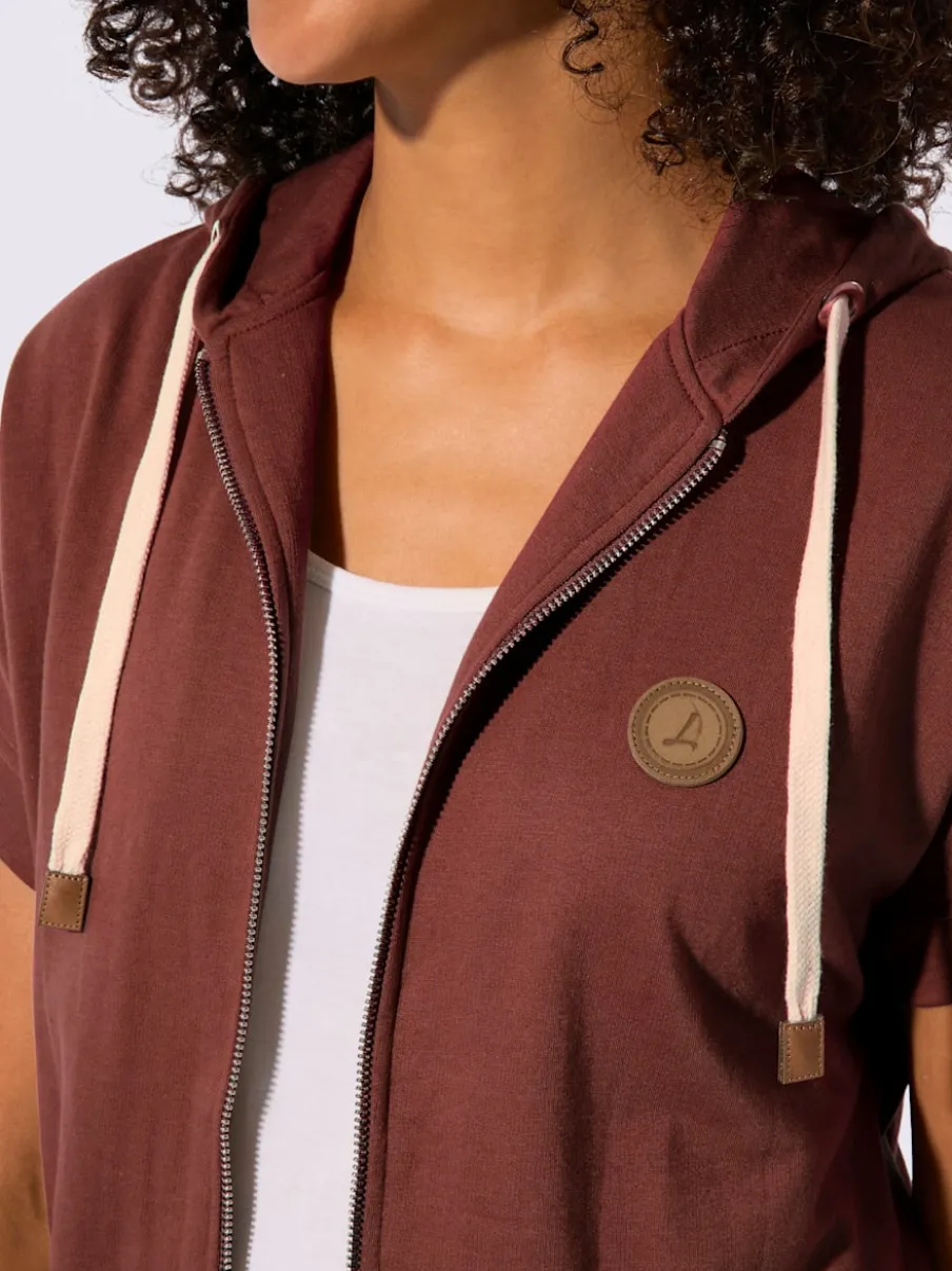 Veste sweat à capuche avec glissière et ourlet élastique