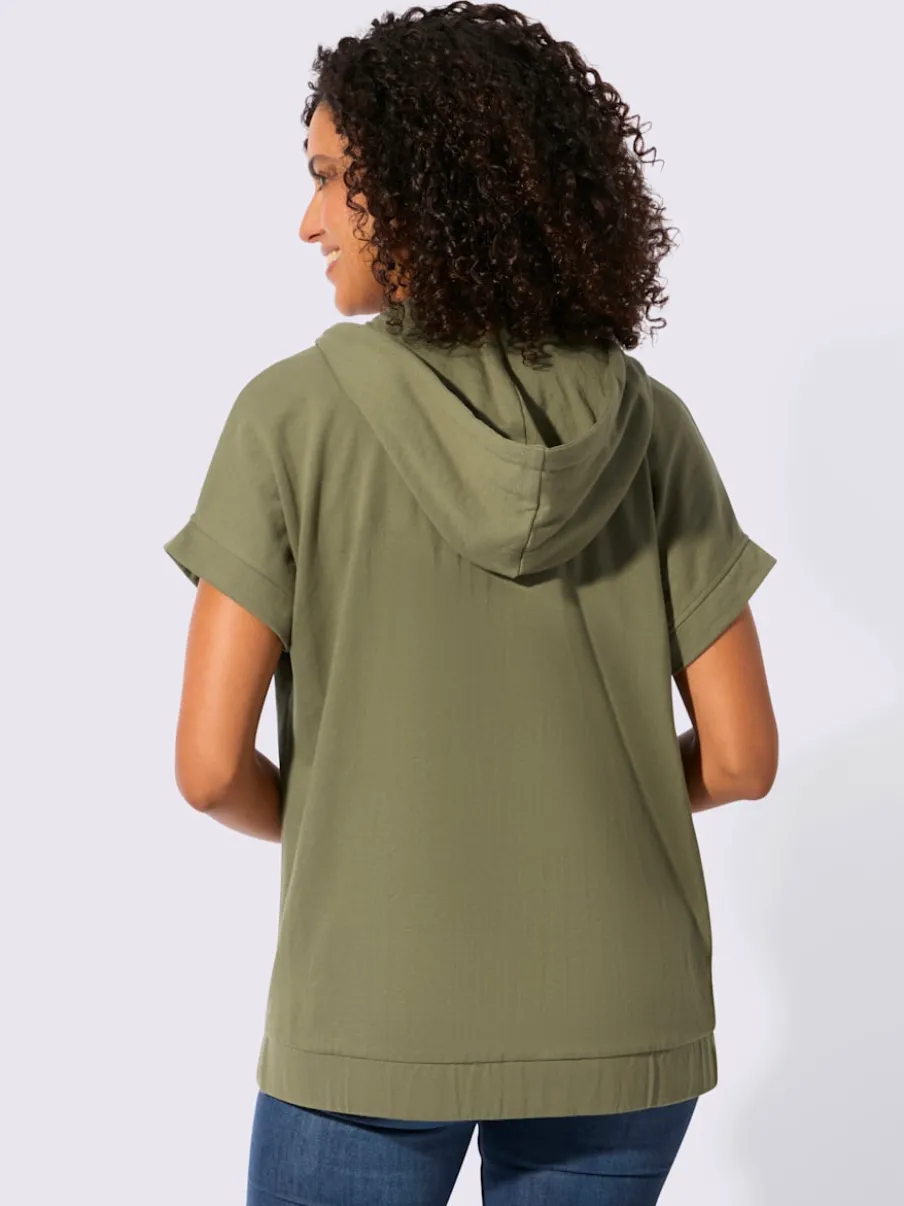 Veste sweat à capuche avec glissière et ourlet élastique