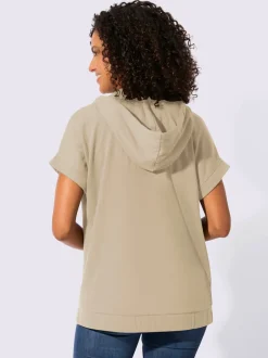 Veste sweat à capuche avec glissière et ourlet élastique