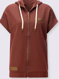 Veste sweat à capuche avec glissière et ourlet élastique