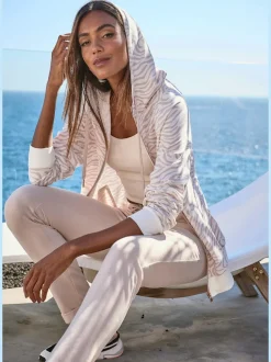 Veste sweat à capuche avec glissière et motifs élégants