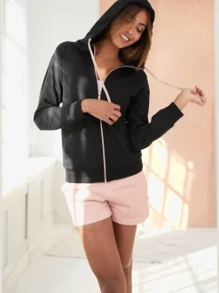 Veste sweat à capuche avec glissière et motifs élégants