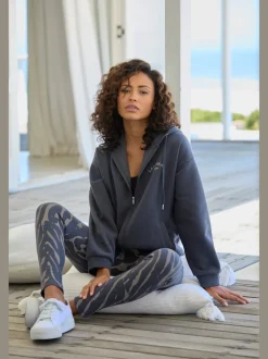 Veste sweat à capuche avec logo brodé et poches fendues