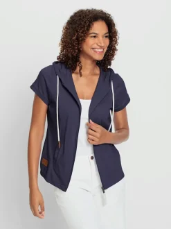 Veste sweat à capuche avec manches courtes et poches pratiques