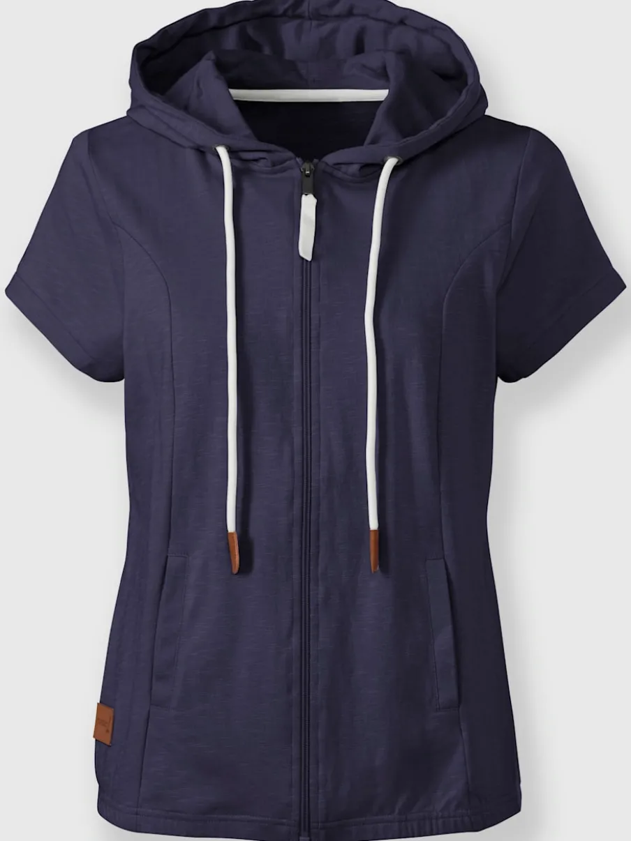 Veste sweat à capuche avec manches courtes et poches pratiques