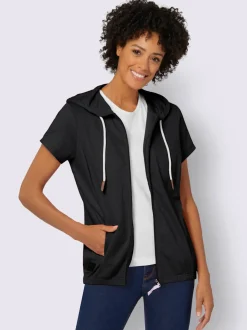 Veste sweat à capuche avec manches courtes et poches pratiques