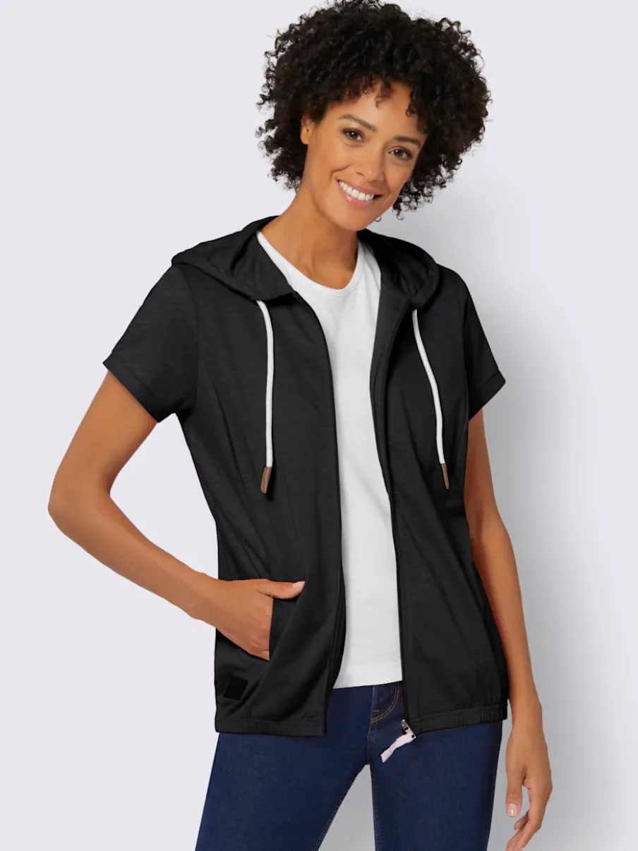 Veste sweat à capuche avec manches courtes et poches pratiques